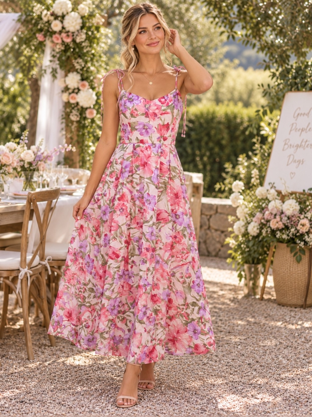 Joie Floral Maxi Dress Size 8 NWT Pink Purple Tie Strap Smocked Back